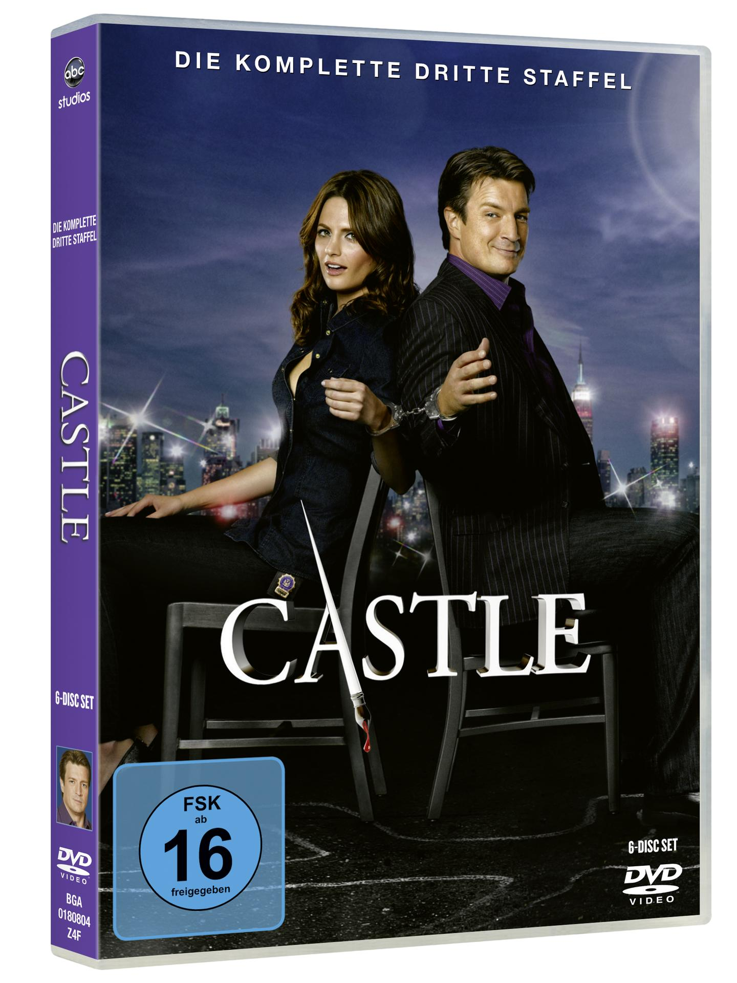 DVD-Hülle, zwei gefesselte Personen schauen in die Kamera vor Stadtlichtern.