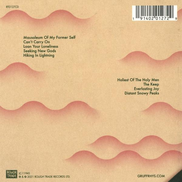 CD-Cover mit Songtiteln und abstrakten Wellenlinien in Beige.