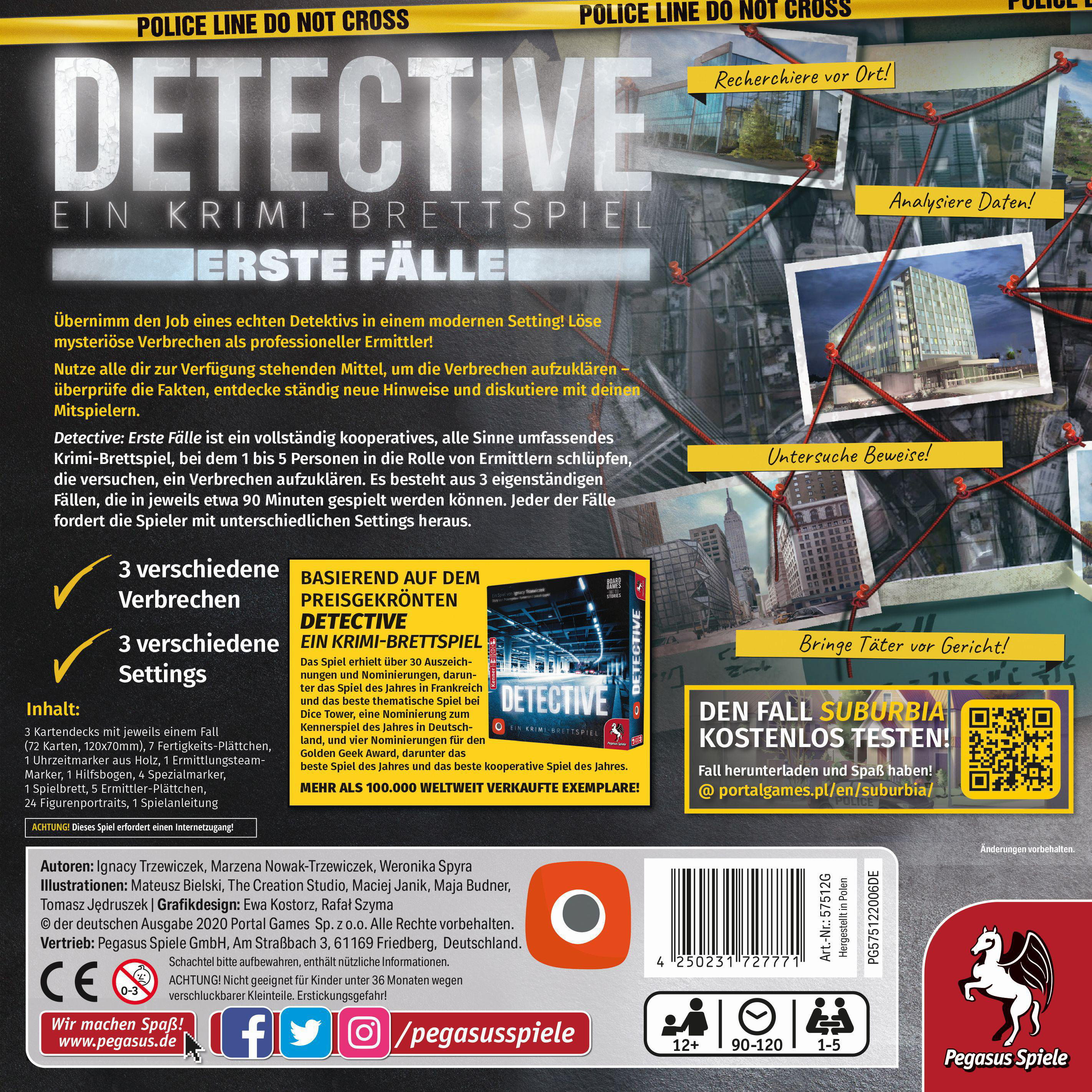 PEGASUS SPIELE Erste Gelb Detective: Brettspiel (Portal Games) Fälle