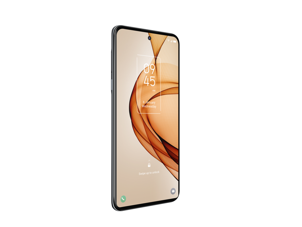 Smartphone mostrando pantalla con diseño gráfico.