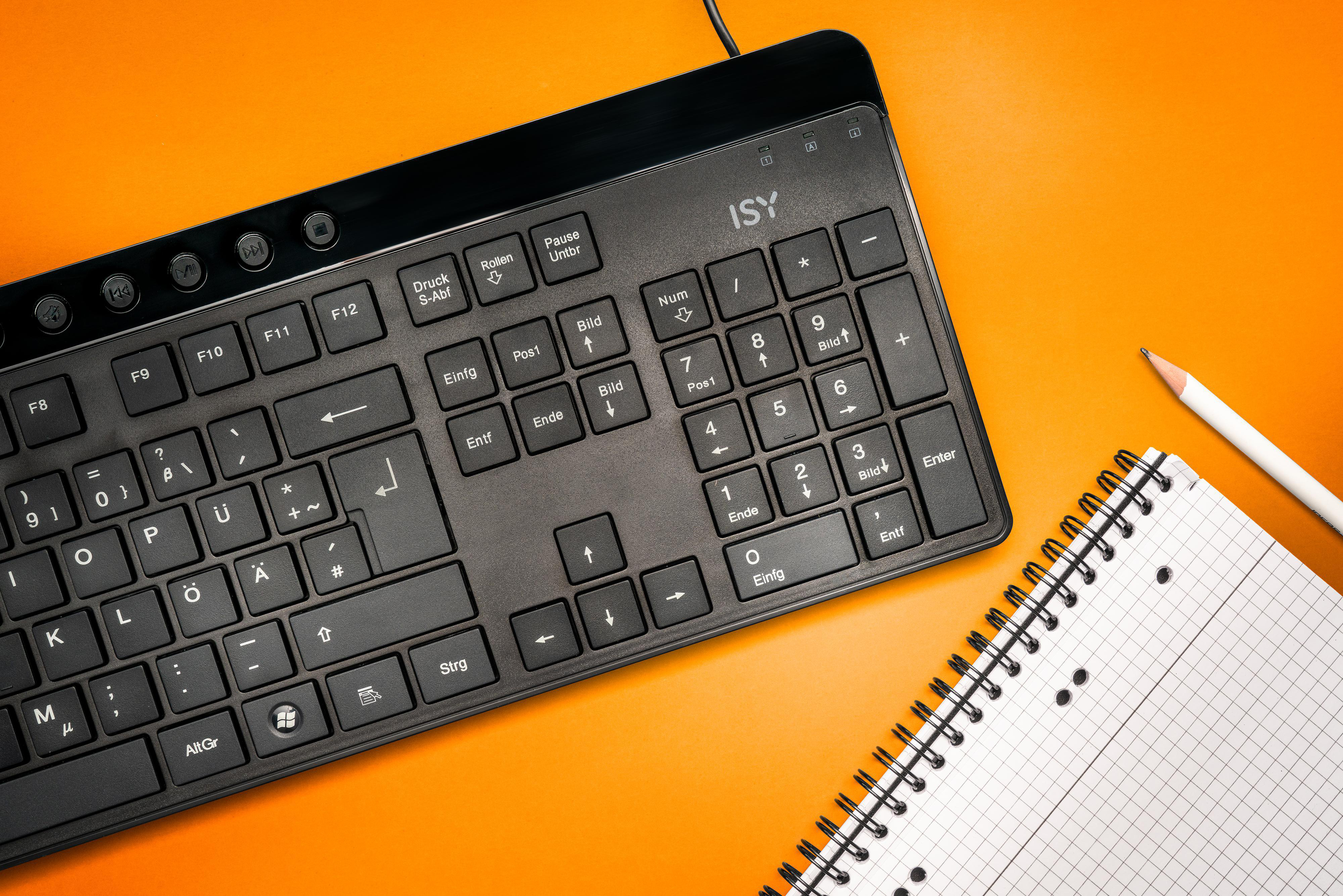 ISY IKE-3100, Tastatur, kabelgebunden, Schwarz