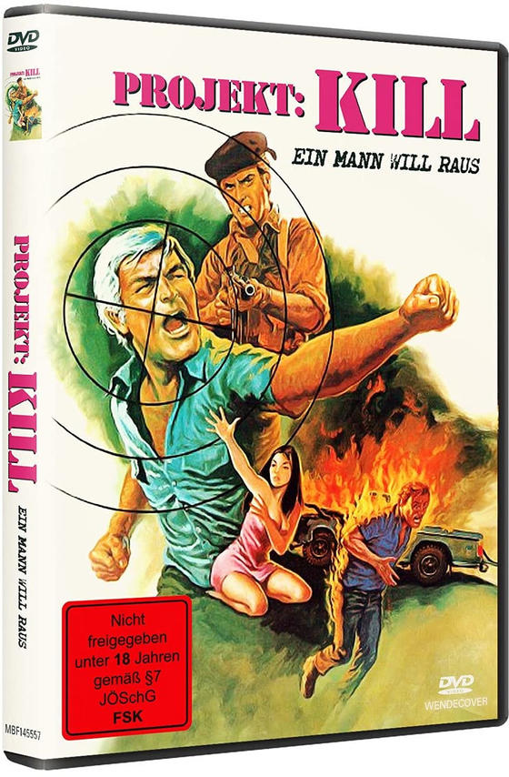 DVD-Cover: Filmszene mit Mann, der mit einer Pistole zielt, einer Frau und einem brennenden Auto.