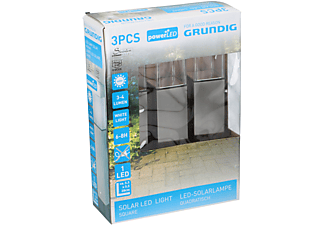 GRUNDIG 3er Set Solarlampe Quadratisch Inox