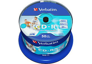 VERBATIM CD-R nyomtatható lemez, 700 MB, 50 db hengeren (43438)