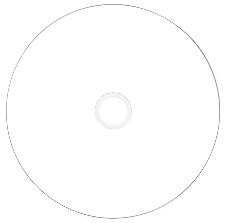 Fehér CD fekete lyukkal a közepén.