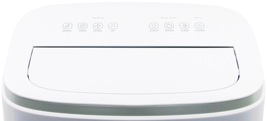 Top view of a white air purifier control panel with buttons for different settings.