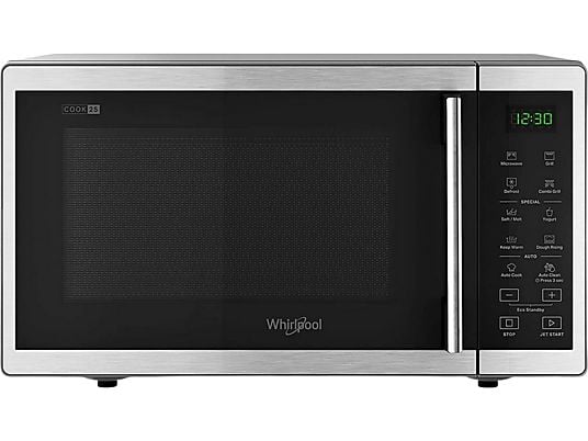 REACONDICIONADO Microondas con grill - Whirlpool MWP 253 SX, Potencia 900W, 7 niveles, Función descongelación, 25L., Inox