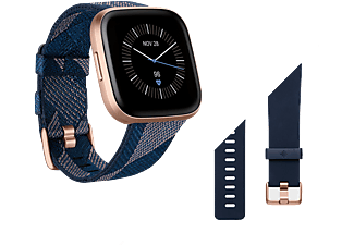 Reloj deportivo - Fitbit Versa 2, Oro rosa premium, GPS, Sumergible, 15 modos ejercicio, Análisis + 2 correas