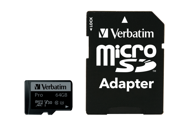 VERBATIM Pro microSDXC memóriakártya 64 GB adapterrel (47042)