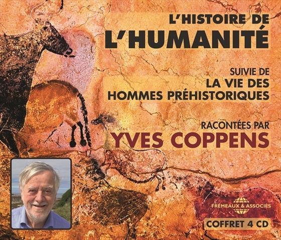 Couverture du livre : "L'histoire de l'humanité" avec une image de peintures rupestres et un portrait.