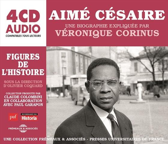 Couverture de CD audio : Aimé Césaire, une photo en noir et blanc d'un homme en costume.