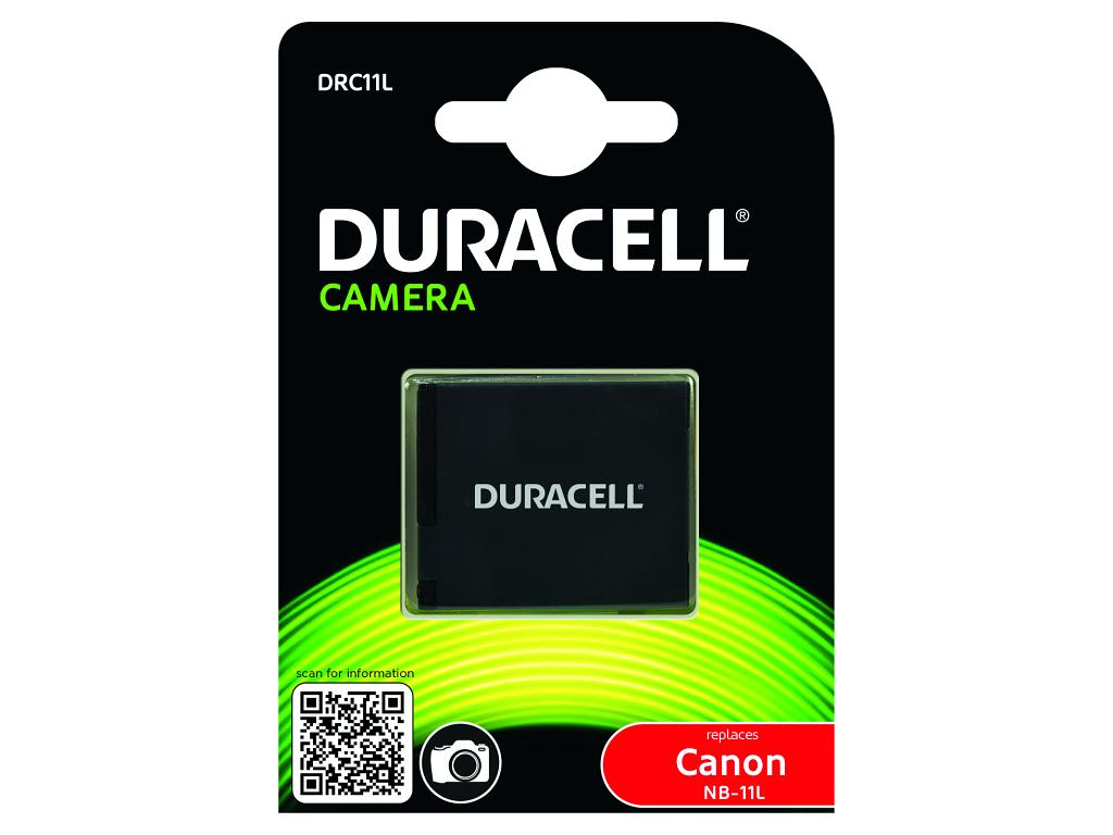 Duracell camera battery package. Black and green packaging with a battery inside.