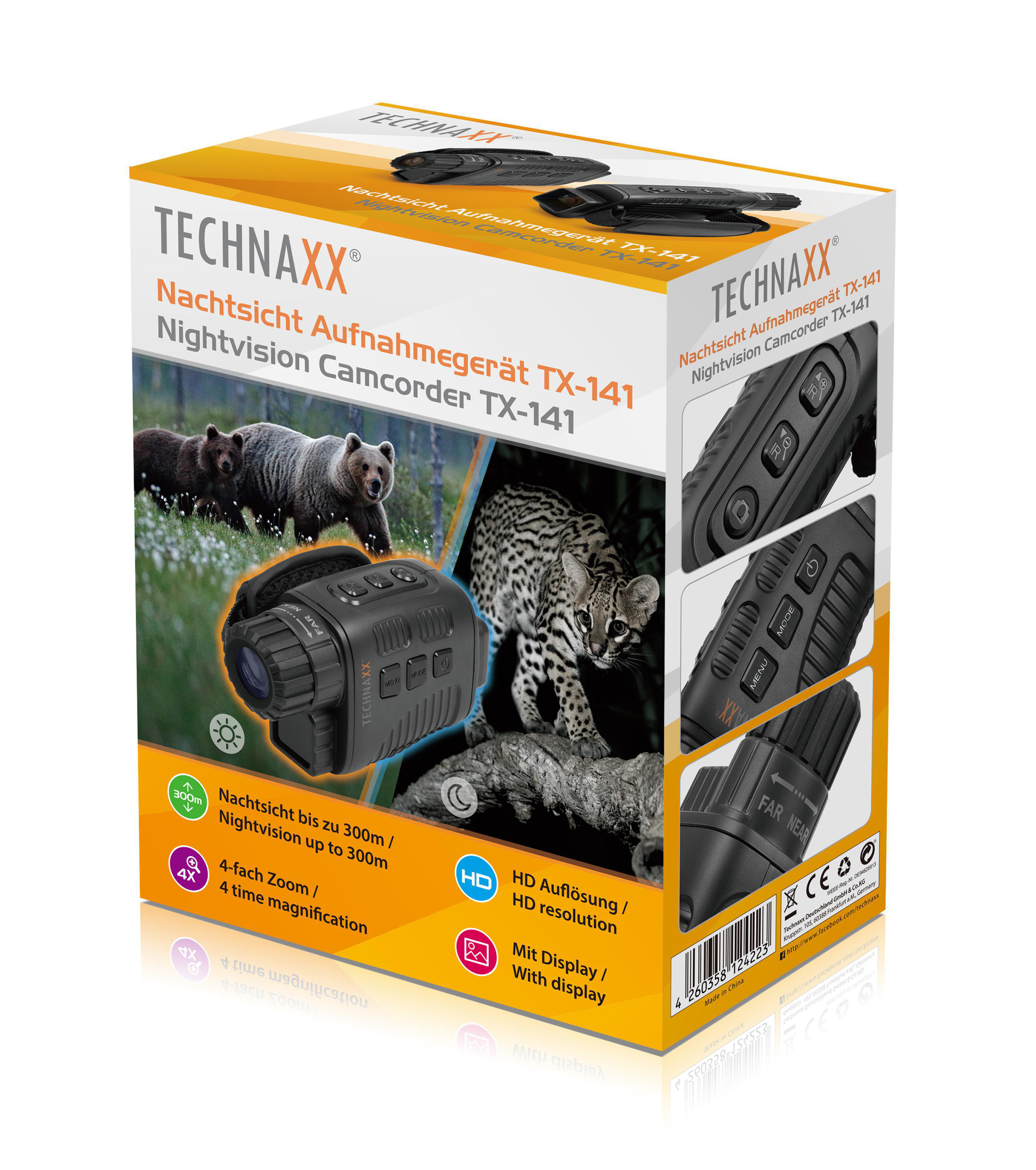 TECHNAXX TX-141, Nachtsicht Aufnahmegerät, Schwarz