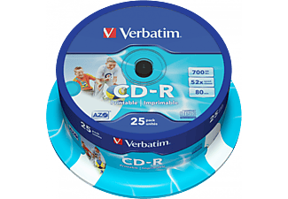 VERBATIM CD-R nyomtatható lemez, 700 MB, 25 db hengeren (43439)