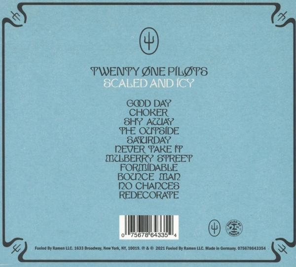Album borító szöveggel: Twenty One Pilots, Scaled and Icy. A számlista a Good Day-t, a Chokert is tartalmazza.