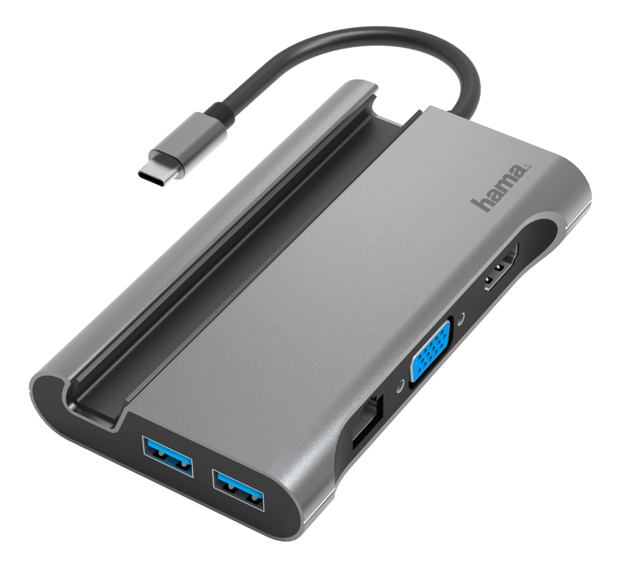 HAMA 200102 - USB-C Multiport-Adapter (Grau)