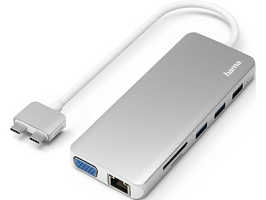 HAMA 200133 - Adattatore multiporta USB-C (Argento/Bianco)