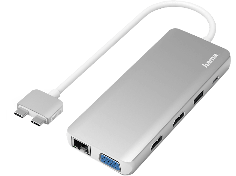 HAMA 200133 - USB-C Multiport-Adapter (Silber/Weiß)
