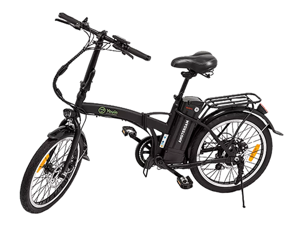 Bicicleta Youin Youride amsterdam 250w 36v 40km plegable autonomía frenos disco batería shimano hasta 35 bk1000 negra ruedas 16 25kmh 40 25 23464