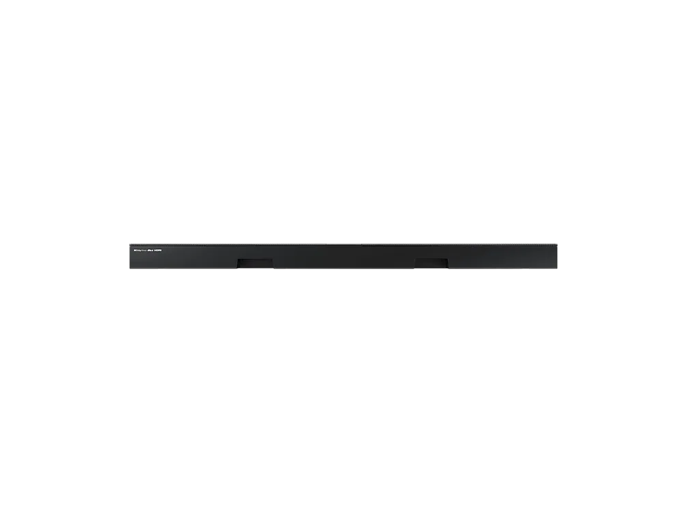 Una barra de sonido negra sobre un fondo negro. La barra de sonido es un rectángulo largo y delgado.