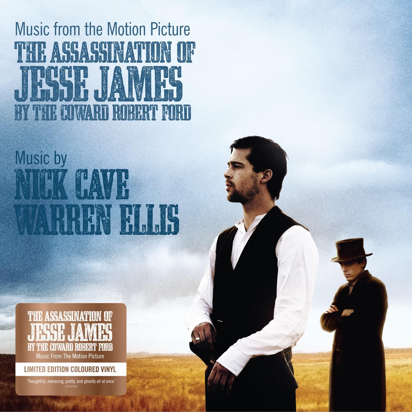 Album borító. Két férfi egy mezőn, egyikük kalapban, a másik fegyverrel. Szöveg Jesse James-ről.
