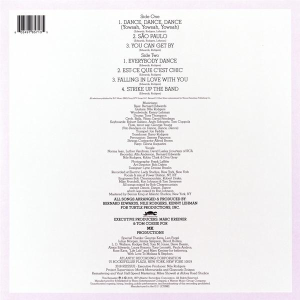 Dos d'un album de musique. Inclut la liste des chansons, les crédits, les musiciens et les détails de production.