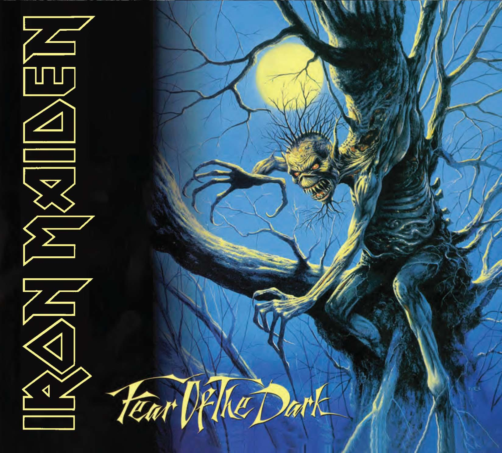 Album borító egy szörnnyel a fán. A 'IRON MAIDEN' zenekar neve balra.
