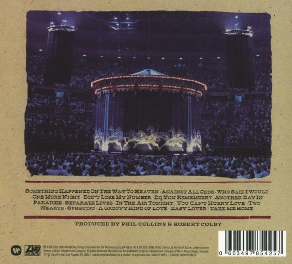 CD-Cover mit einer Bühne mit Musikern und Text der Album-Trackliste.