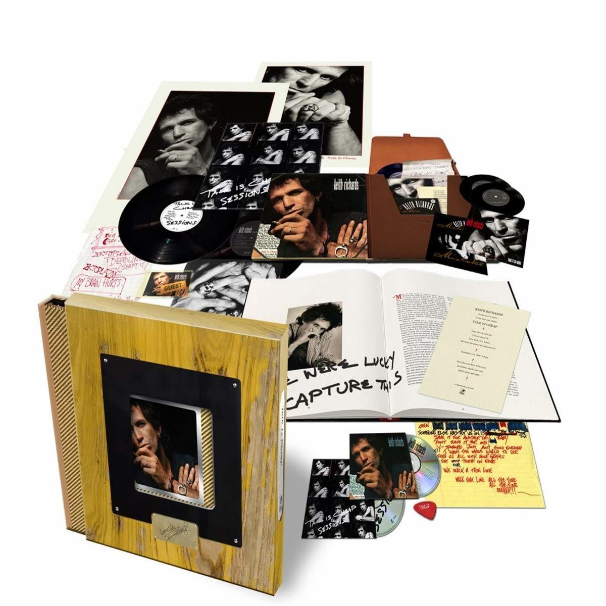 Box-Set mit Fotos und Schallplatten. Keith Richards ist auf dem Cover.