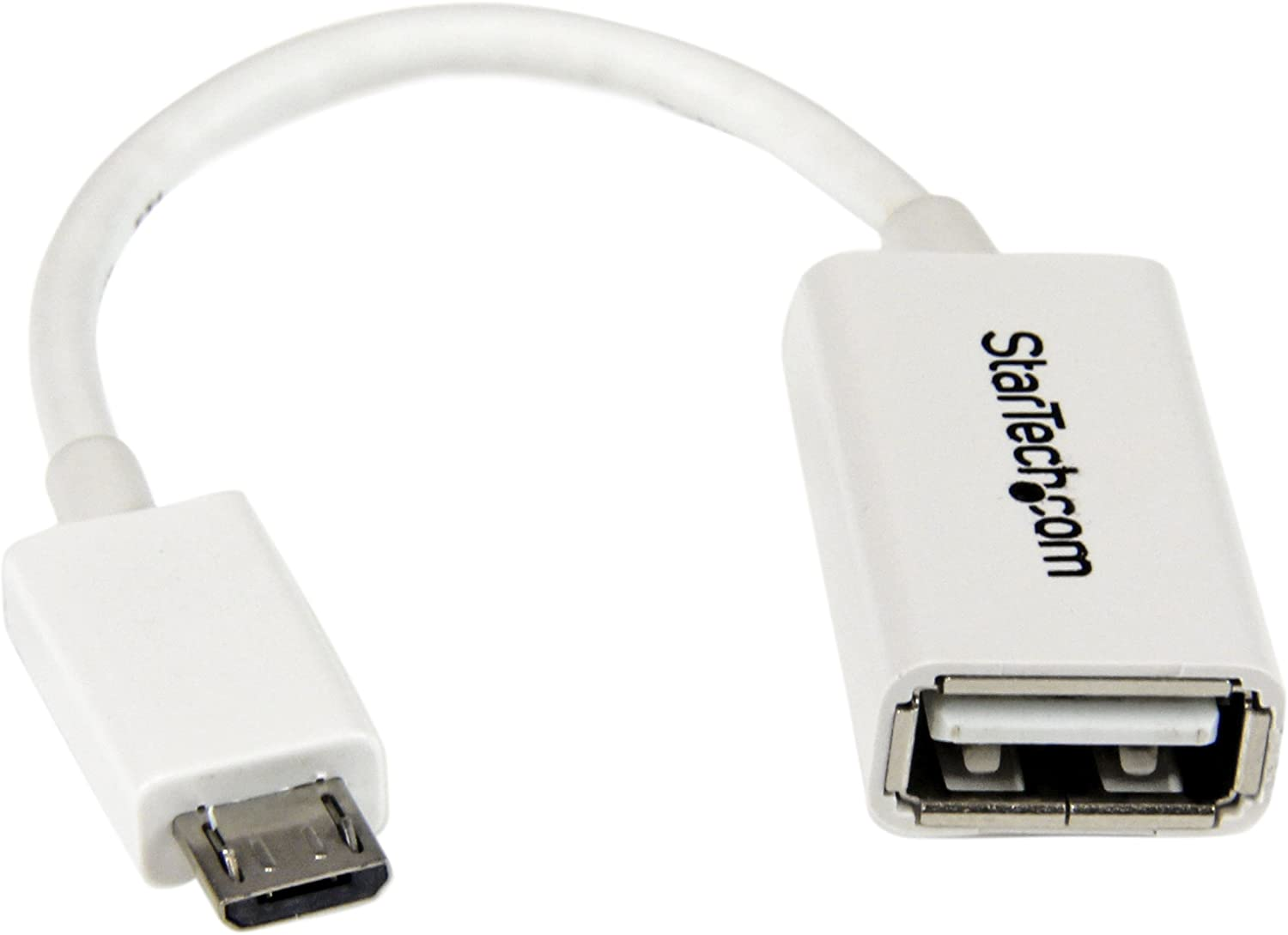 Cable USB - StarTech.com UUSBOTGW Cable USB Adaptador MicroUSB a USB OTG Blanco 12cm Macho Hembra