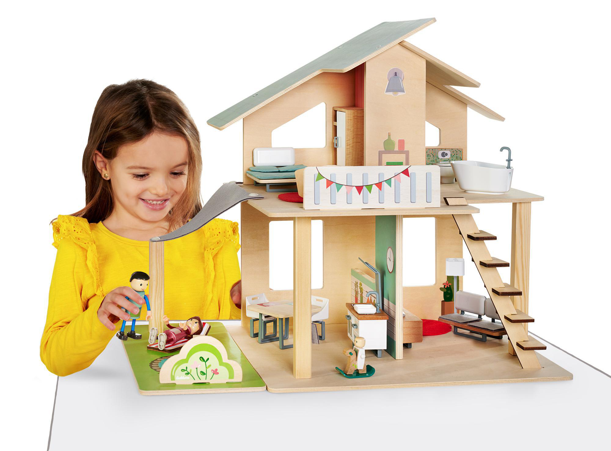 EICHHORN Puppenhaus mit Möbeln Holzspielset Mehrfarbig