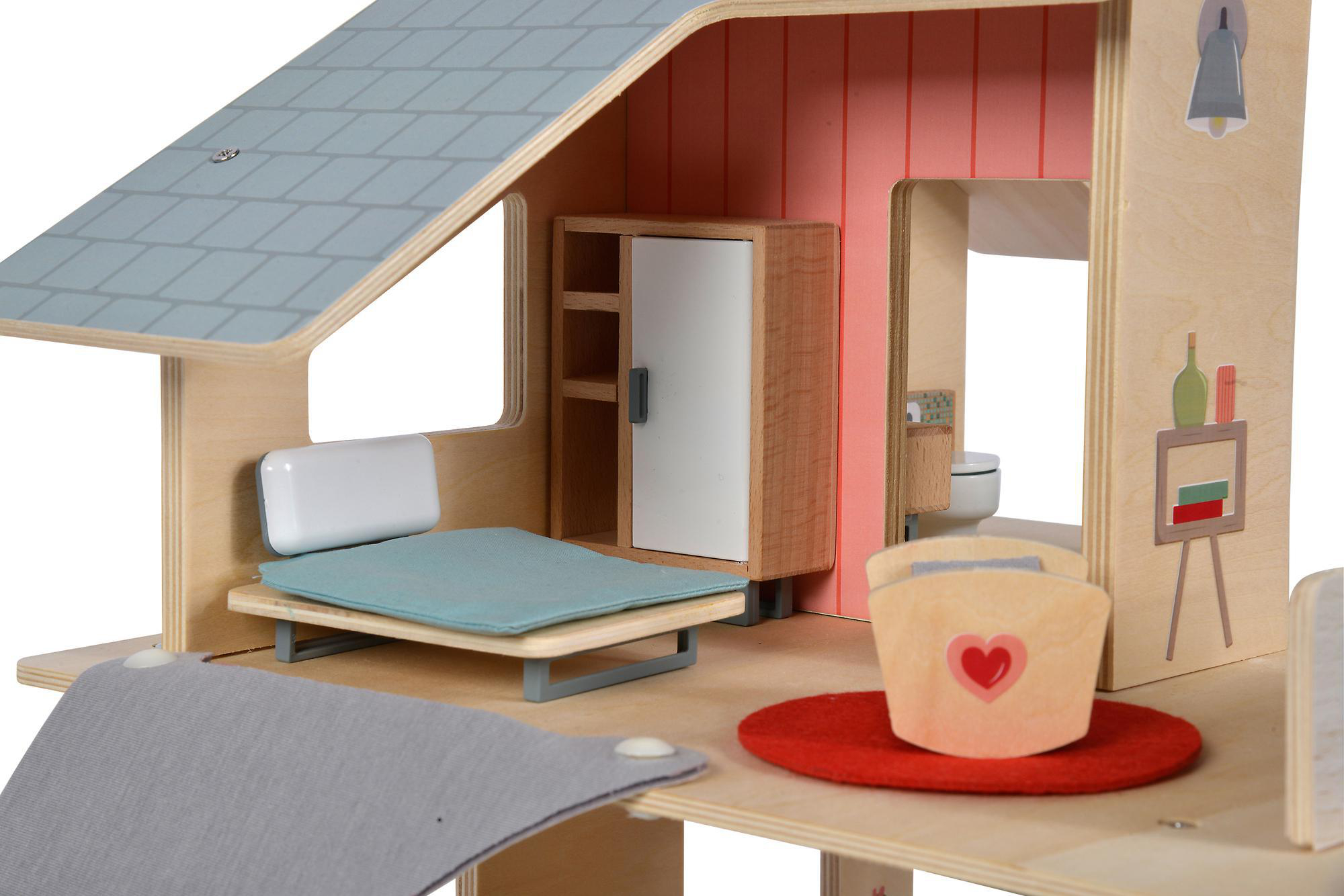 EICHHORN Puppenhaus mit Möbeln Holzspielset Mehrfarbig