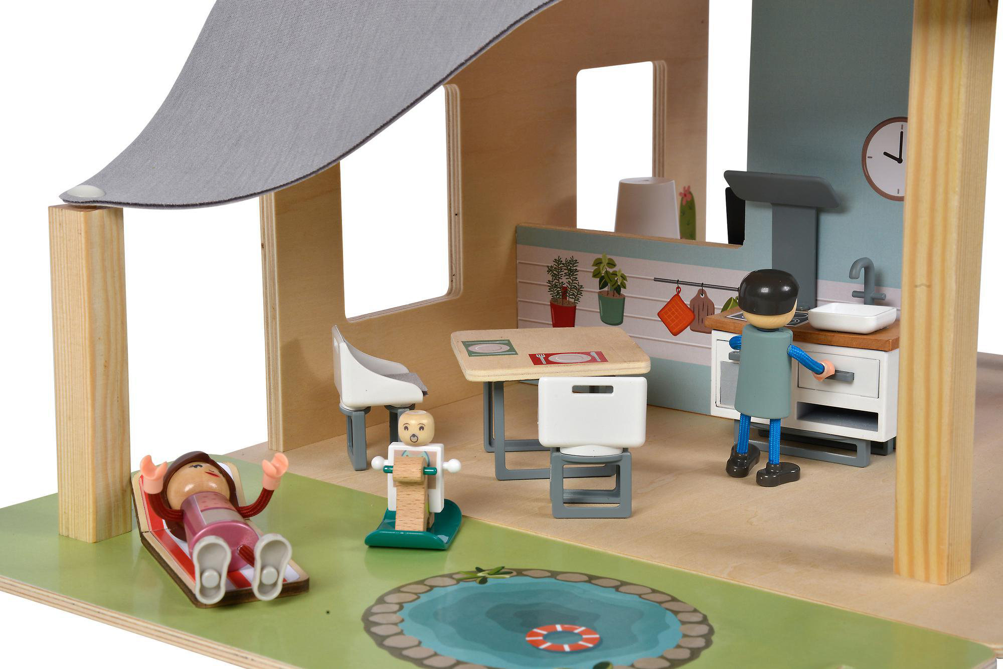 EICHHORN Puppenhaus mit Möbeln Holzspielset Mehrfarbig