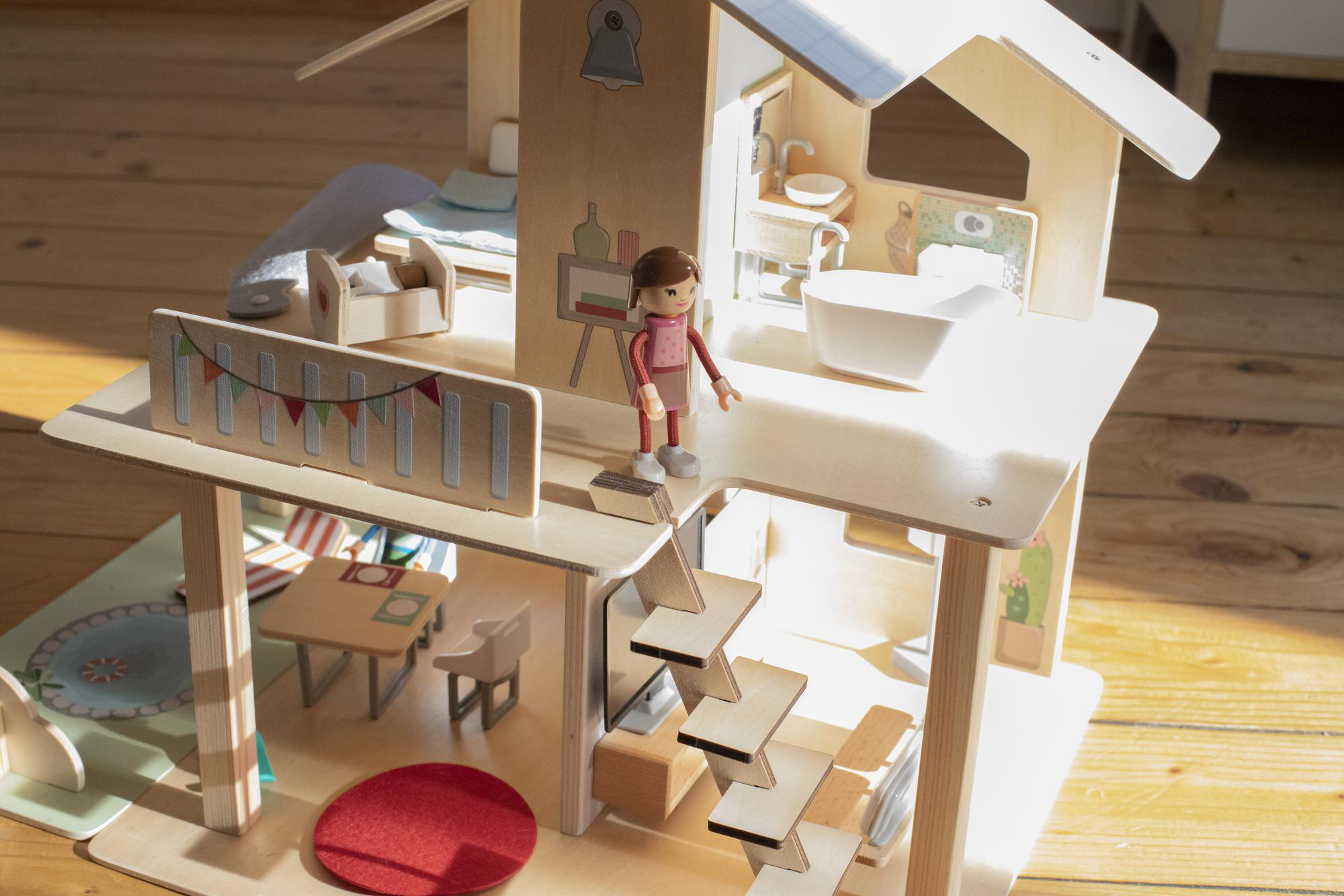 EICHHORN Puppenhaus mit Möbeln Holzspielset Mehrfarbig