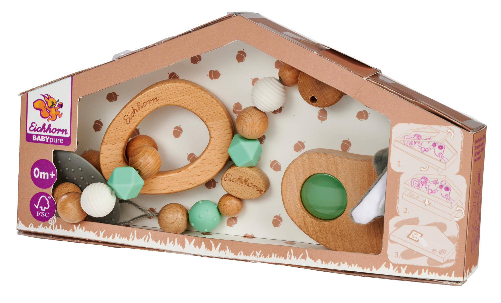 Pure Holzspielzeugset EICHHORN Baby Pastellfarben Geschenkset