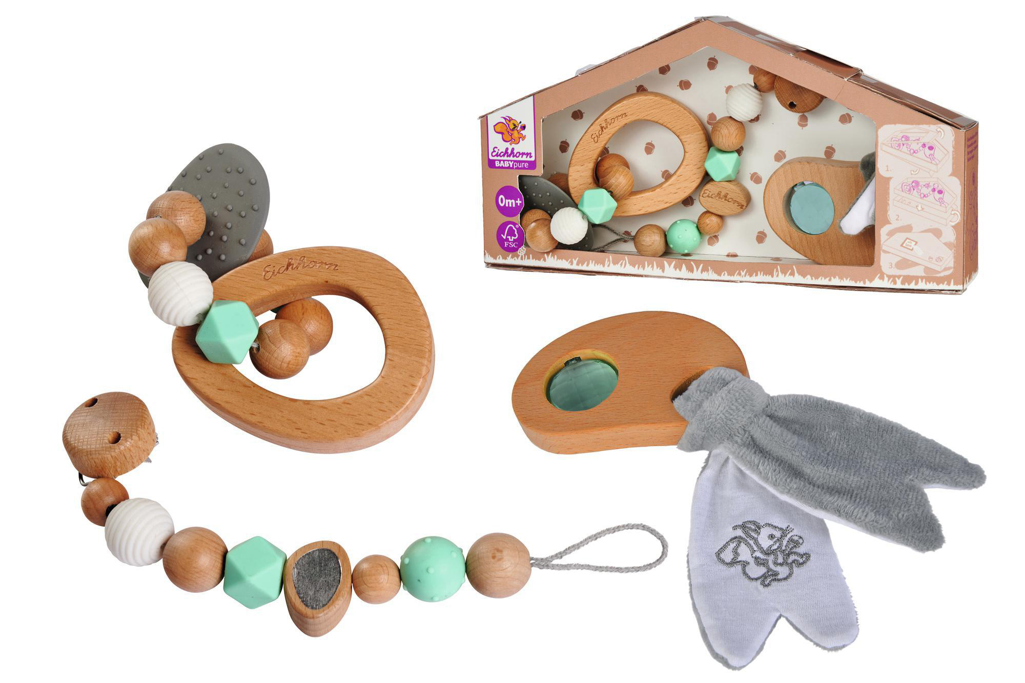 EICHHORN Pastellfarben Baby Holzspielzeugset Pure Geschenkset