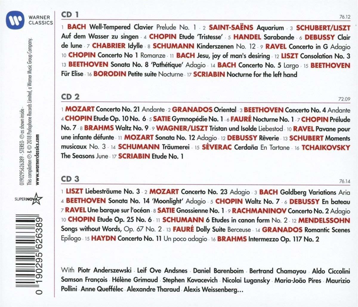 CD tok klasszikus művek listájával. 3 CD-t tartalmaz zeneszerzőkkel.