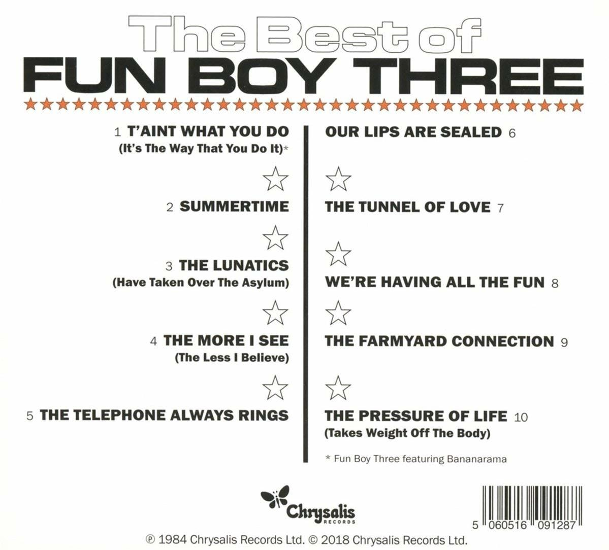 A Fun Boy Three album hátulja, a számok listája és a szöveg.