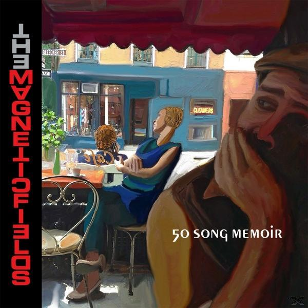 Albumcover: Cafészene; Frau in blauem Kleid, Titel '50 Song Memoir'.