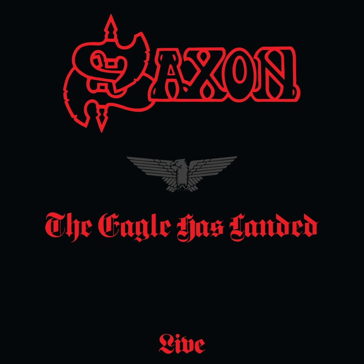 Album borító: Fekete háttér, 'SAXON' és 'The Eagle Has Landed Live' felirattal.