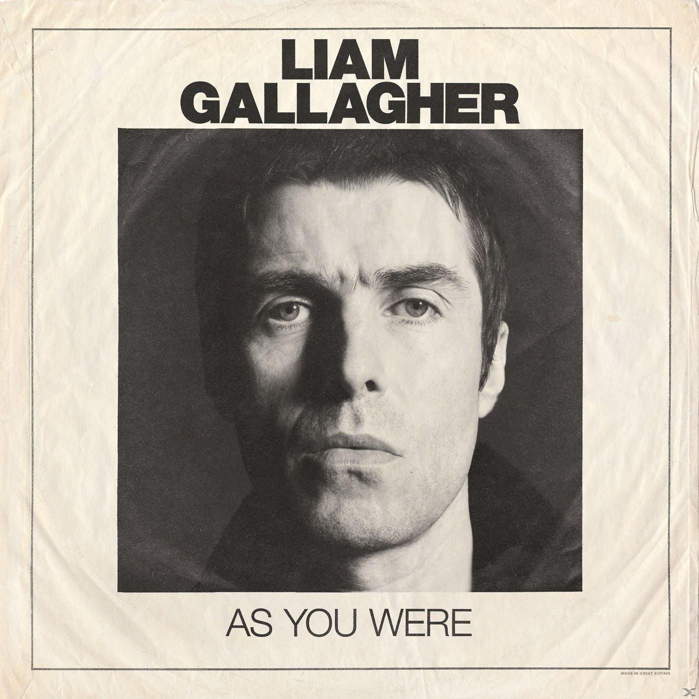 Album borító: Liam Gallagher arca. Szöveg: Liam Gallagher, As You Were.