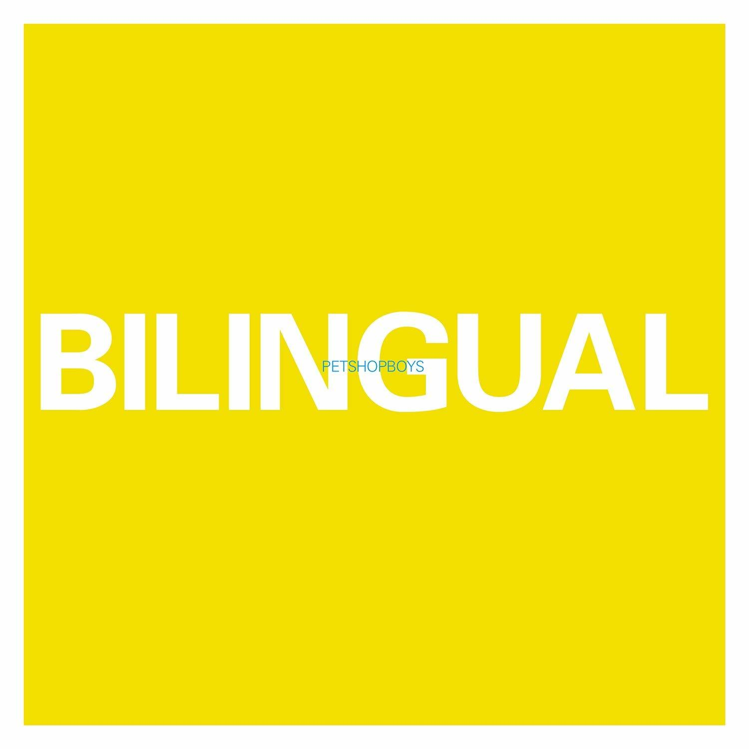Sárga háttér a "Bilingual" szóval fehér színnel.