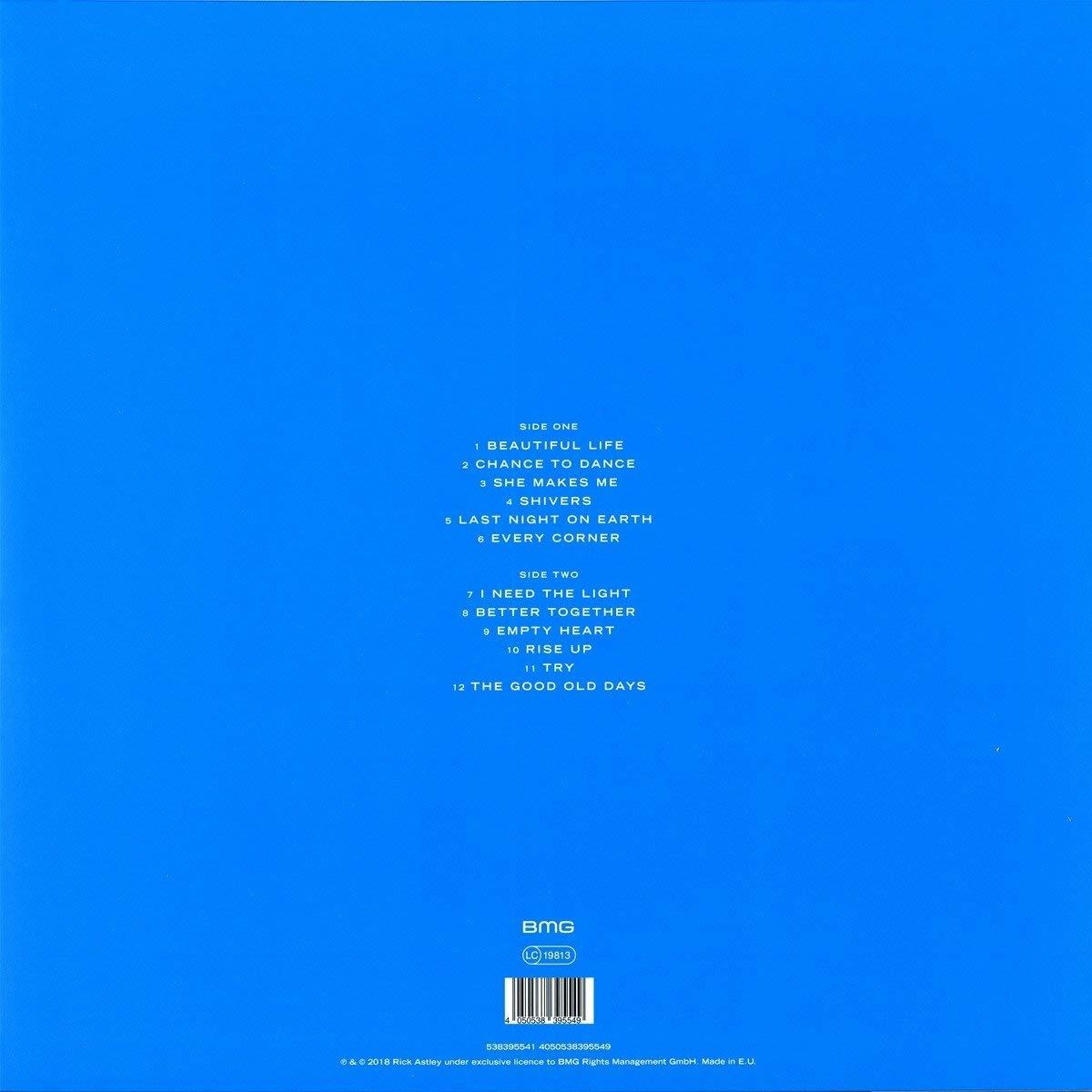Rick Astley album hátlapja a számlistával.