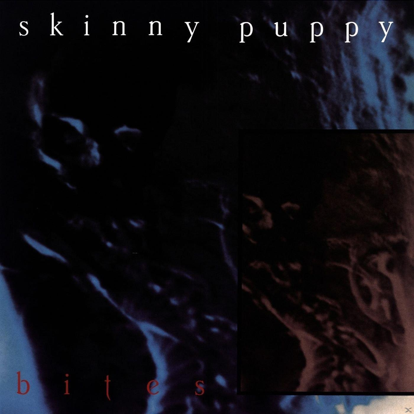 A 'Bites' című Skinny Puppy album borítója. A kép sötét és absztrakt.