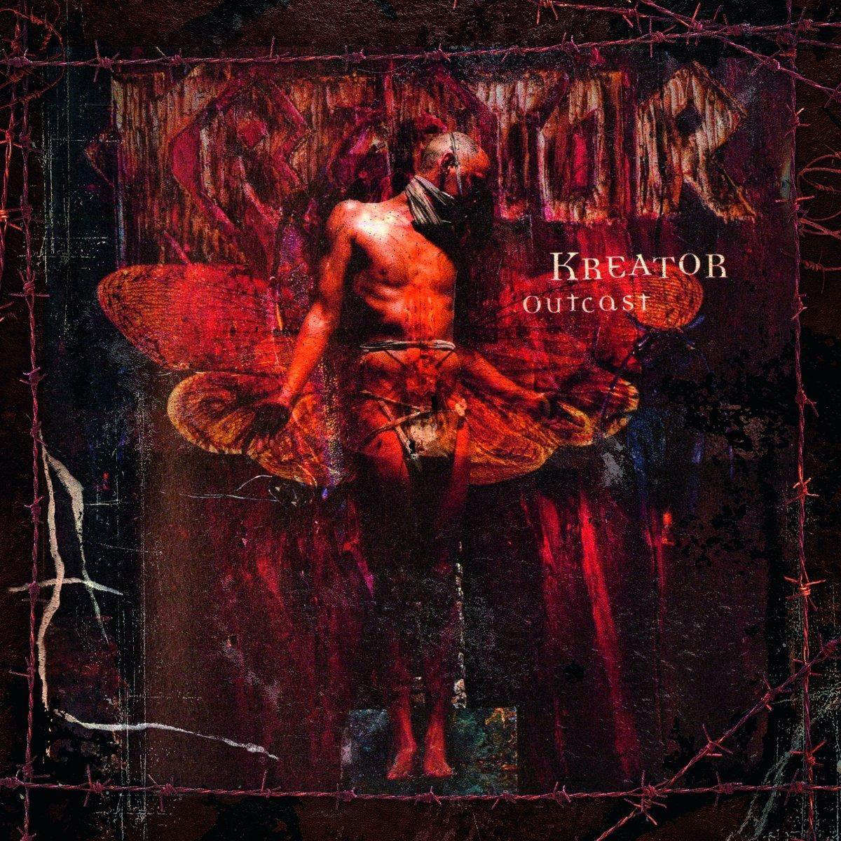 Albumcover mit einer Person, Flügeln und Stacheldraht. Der Bandname ist 'Kreator'.