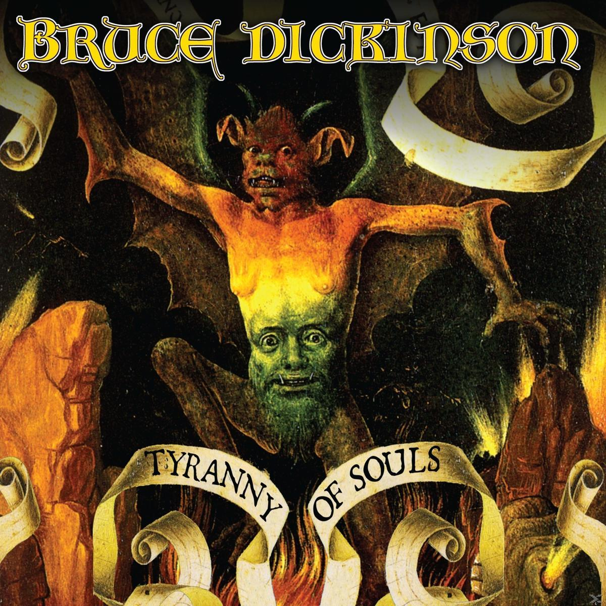 Album borító, Bruce Dickinson, Tyranny of Souls. Démoni figura szárnyakkal és tekerccsel.