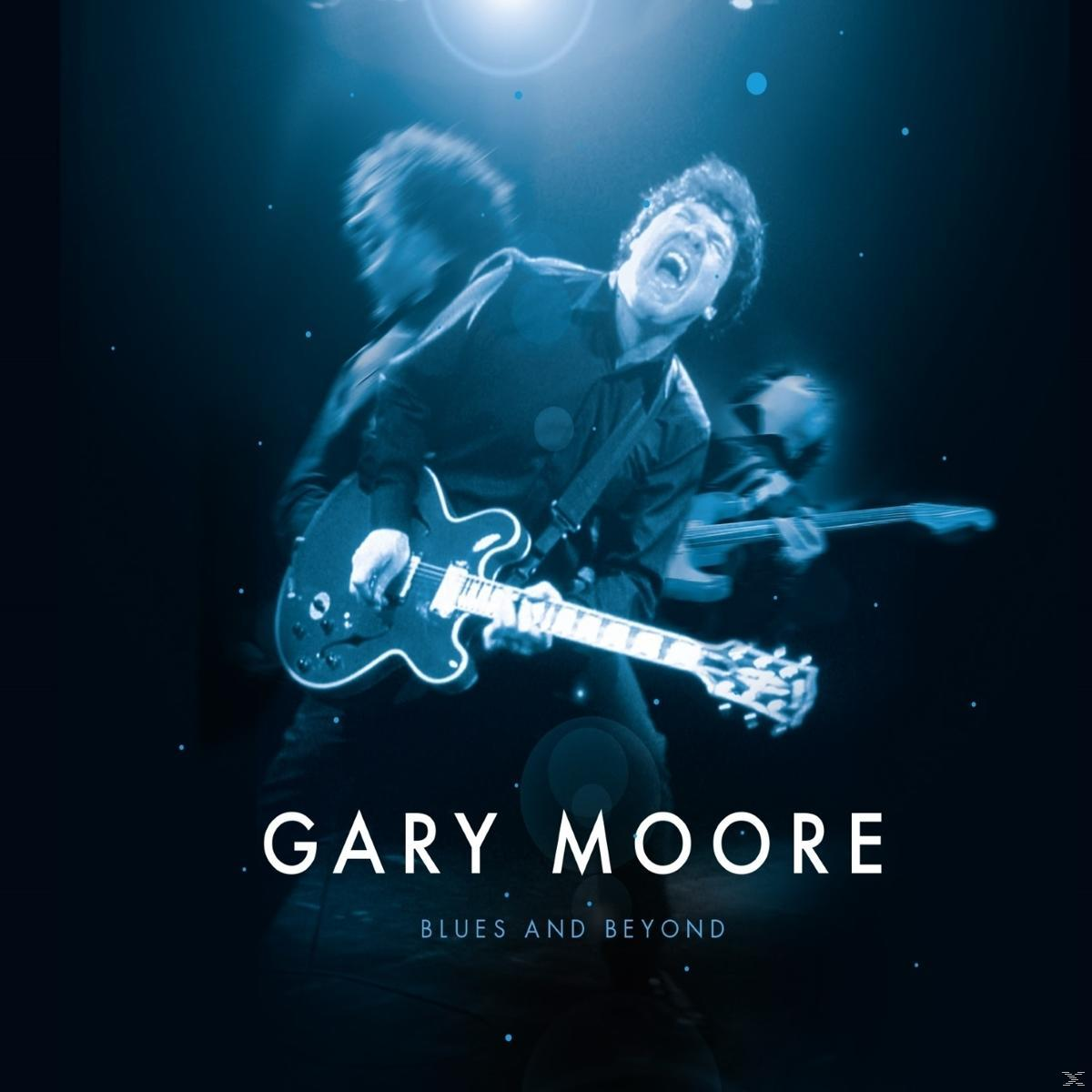 Albumcover, Gary Moore, Gitarrist auf Bühne mit blauem Licht.