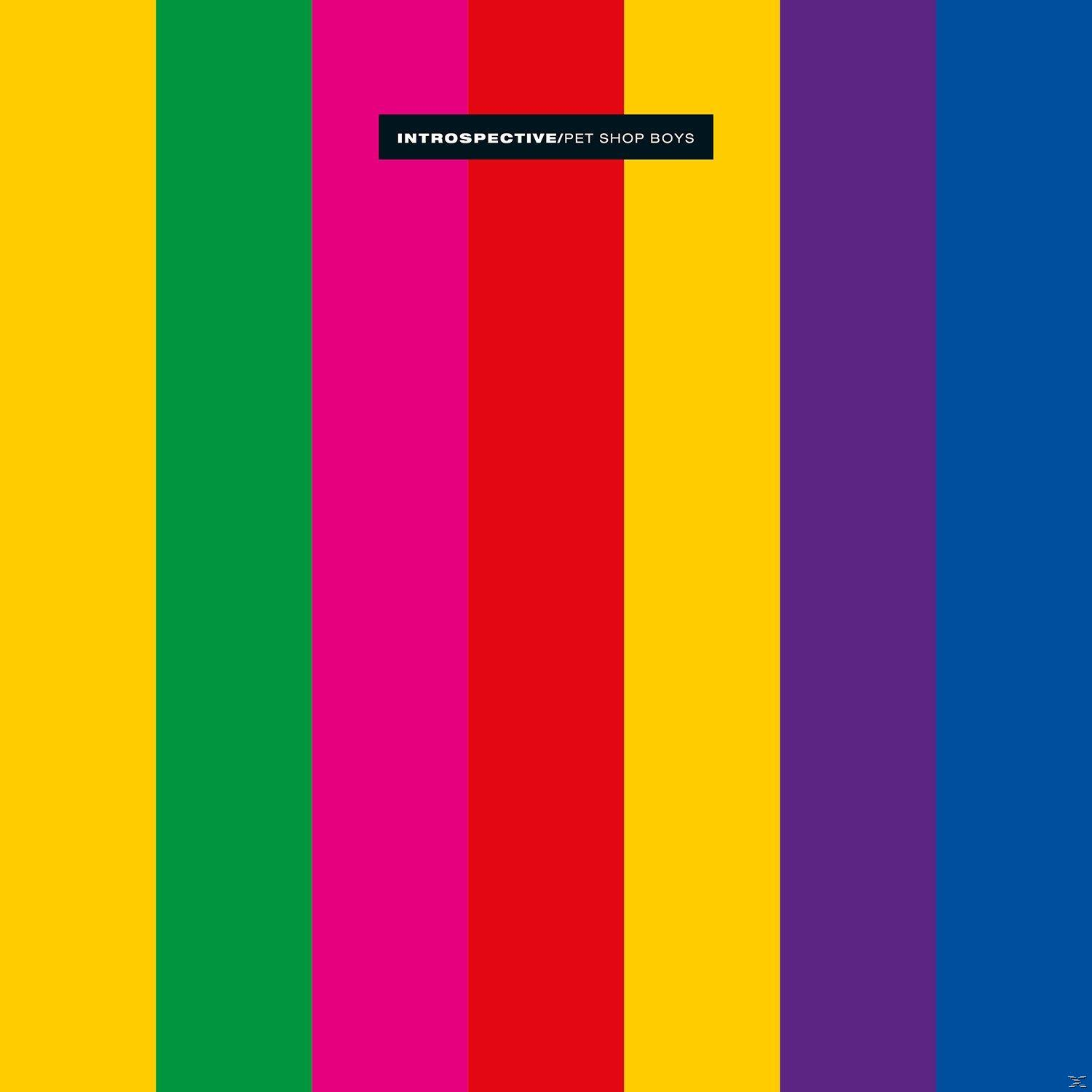 Album borító: Függőleges színcsíkok. A szöveg: 'Introspective/Pet Shop Boys'.