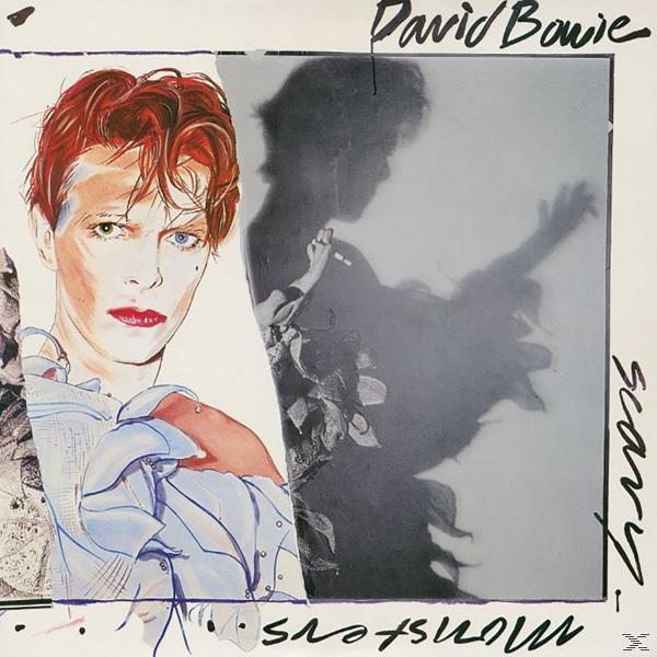 David Bowie album borítója. Balra portré, jobbra árnyék. Szöveg: Scary Monsters.