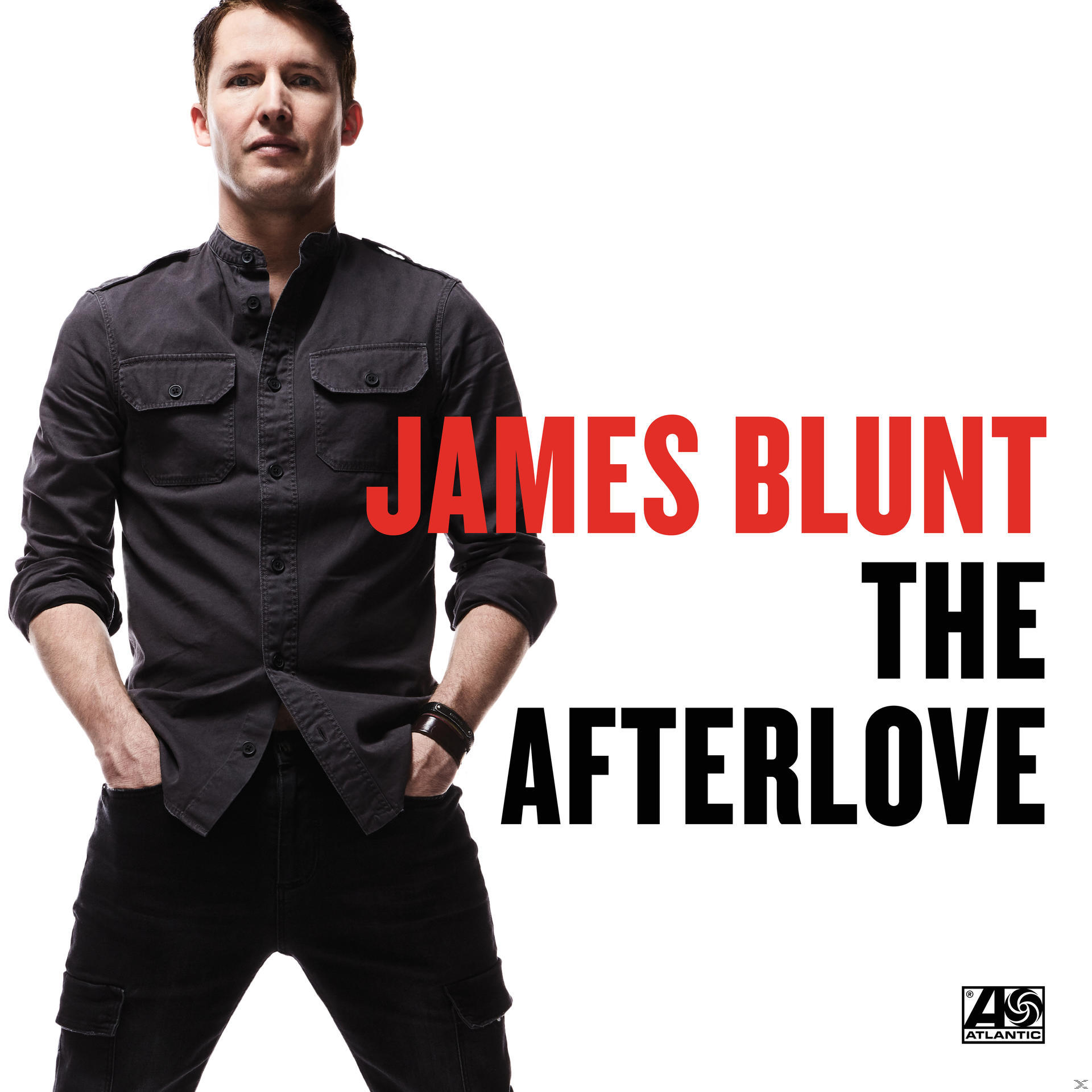 James Blunt album borító: James Blunt sötét ingben és farmerben, a szöveg 'James Blunt The Afterlove'.